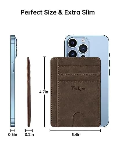Teskyer RFID Slim Minimalist Wallet for Men, Y98 - Brown | 12cm x 8.9cm (4.7" x 3.5") thumbnail 5