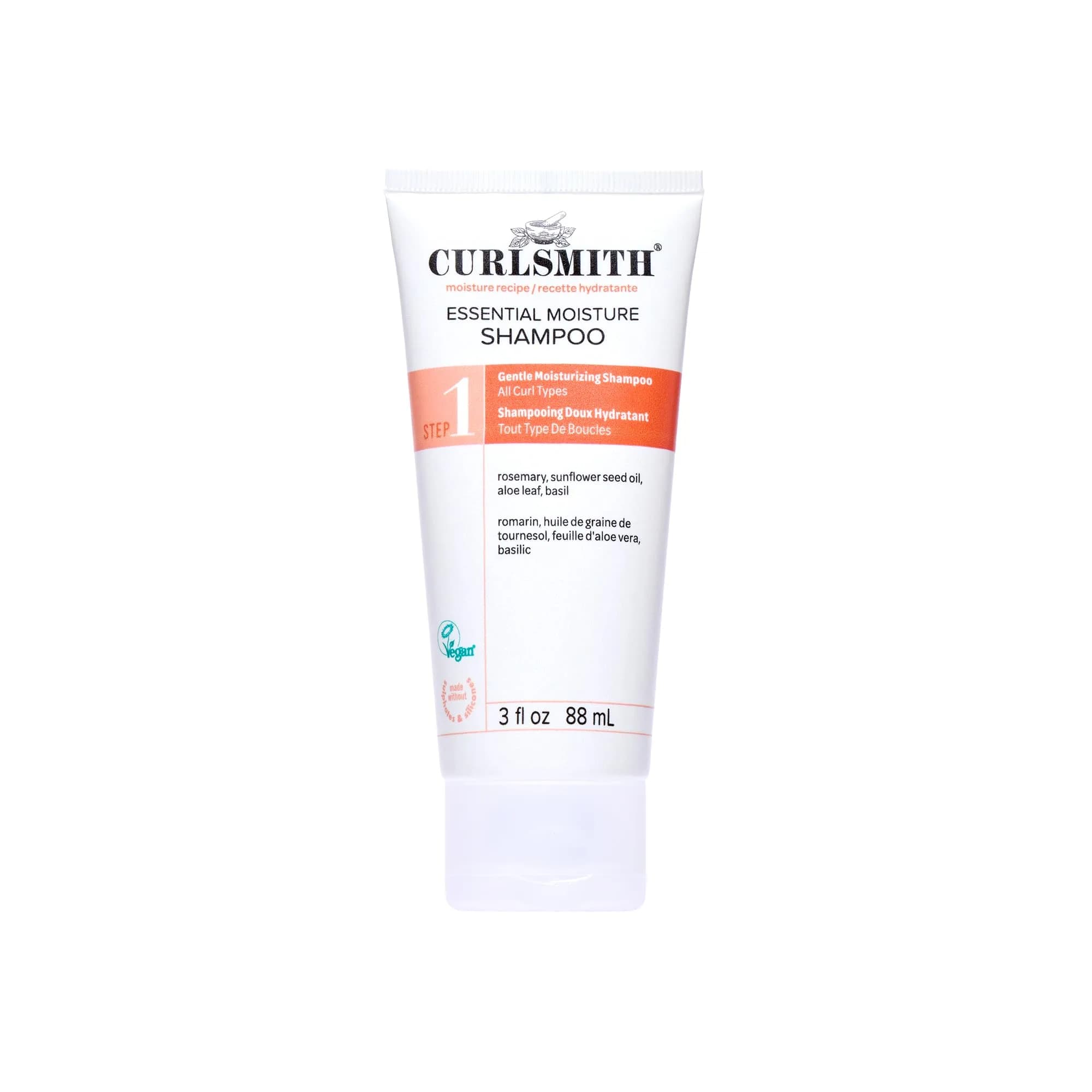 Curlsmith Essential Moisture Hydrating Shampoo for Curly Hair (12 oz) | Nourishes & Moisturizes, Vegan, Sulphate-Free — 2 Fl Oz