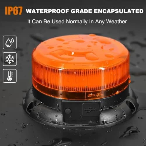 AnTom Magnetic Wireless Amber Warning Beacon Light for Trucks | 360° Visibility, 9 Flash Patterns, IP66 Waterproof (70-120c) thumbnail 6