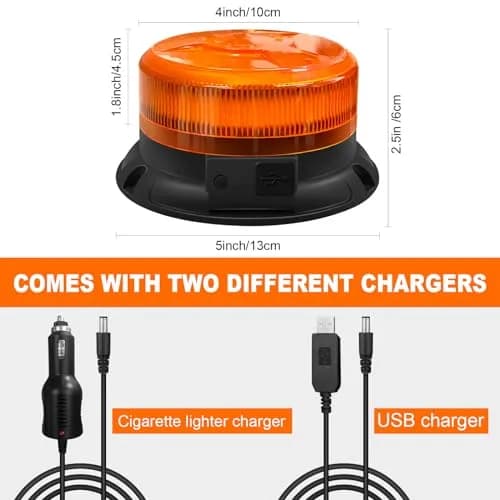 AnTom Magnetic Wireless Amber Warning Beacon Light for Trucks | 360° Visibility, 9 Flash Patterns, IP66 Waterproof (70-120c) thumbnail 7