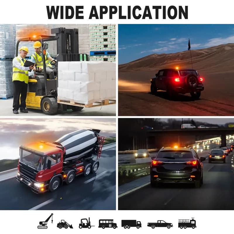 AnTom Magnetic Wireless Amber Warning Beacon Light for Trucks | 360° Visibility, 9 Flash Patterns, IP66 Waterproof (70-120c) thumbnail 9