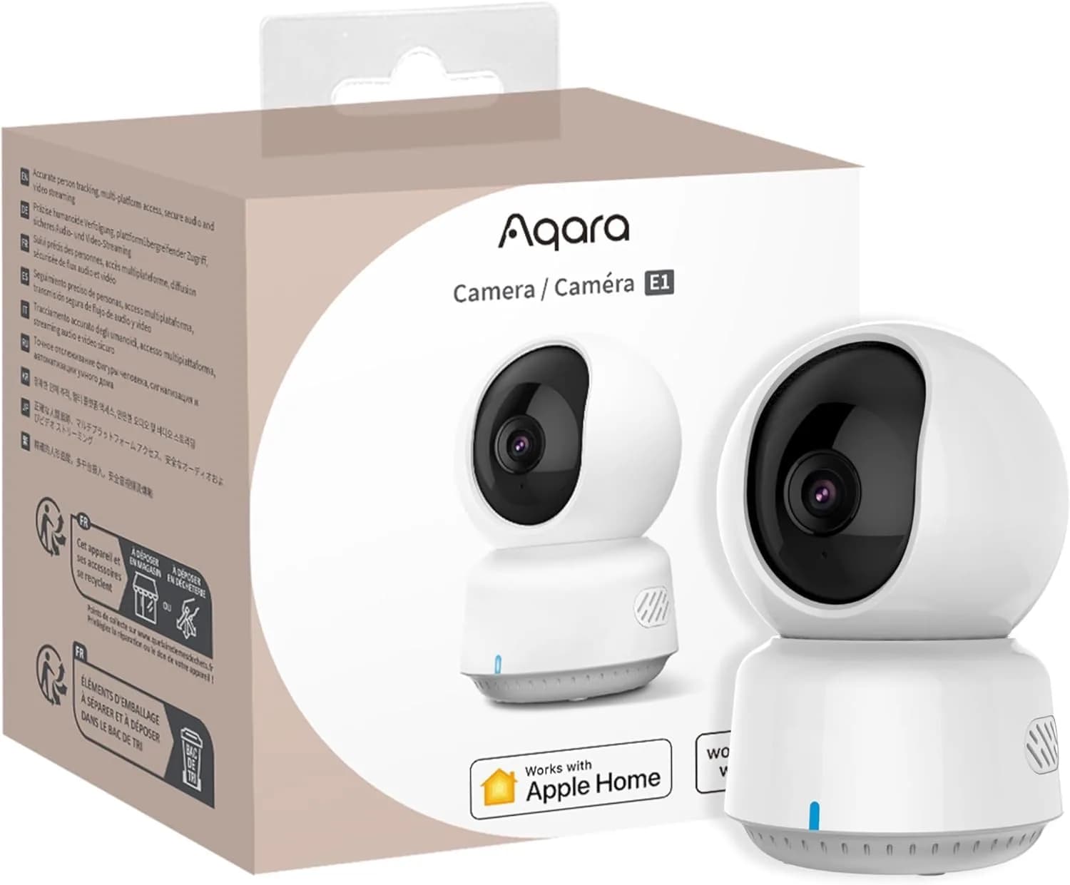 Aqara 2K Indoor Security Camera E1, HomeKit Secure Video, Pan & Tilt, Night Vision, Two-Way Audio, Wi-Fi 6, Plug-in Camera - main product image