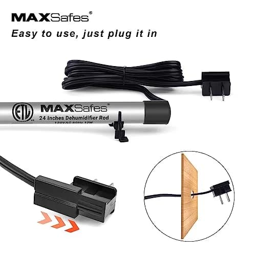 MAXSafes Gun Safe Dehumidifier Rod 12in (30.48cm) | ETL Approved Electric Moisture Control for 100 cu ft thumbnail 3