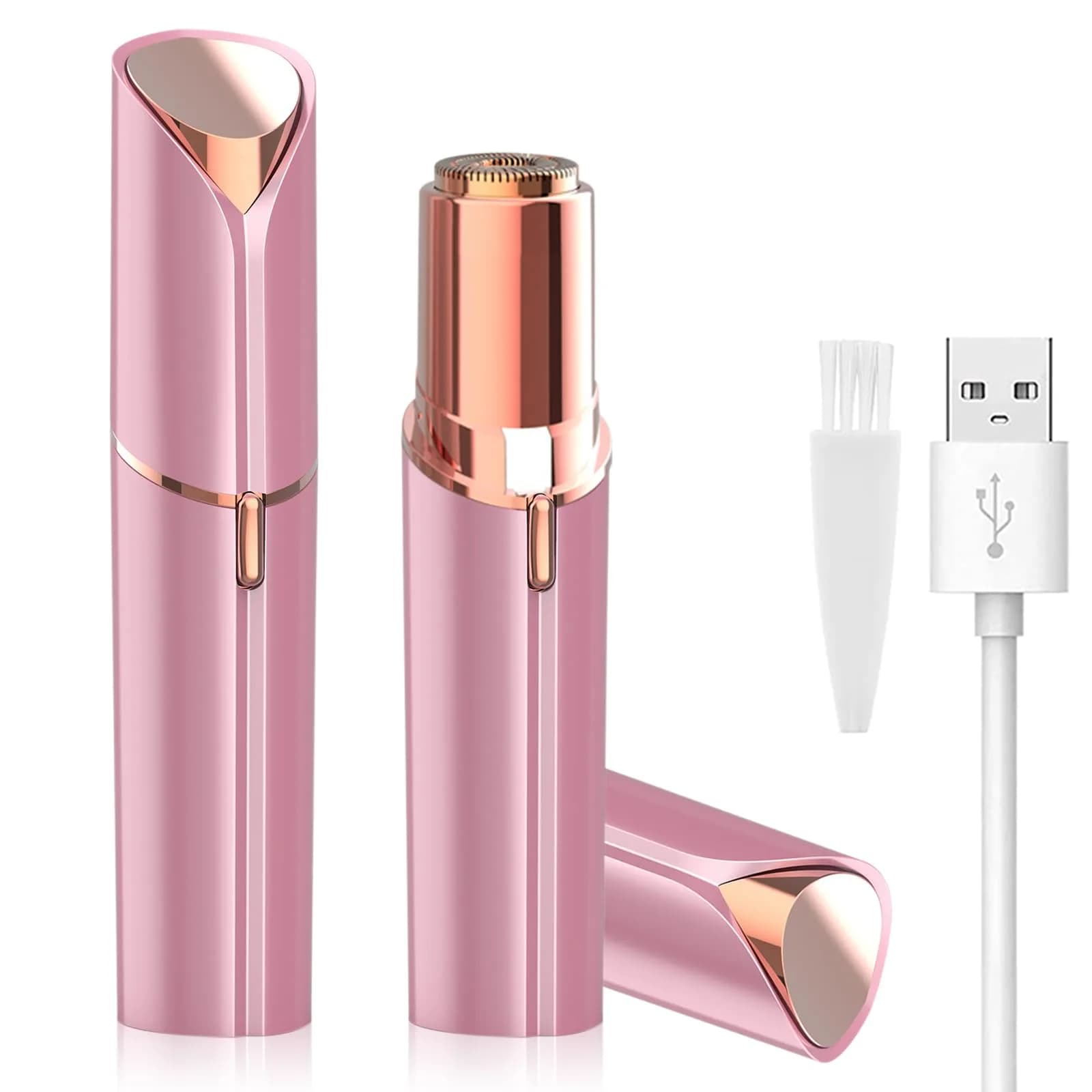 LAIKME Facial Hair Remover, USB Rechargeable, Waterproof, Blue | Gentle & Precise Face & Body Razor — Pink