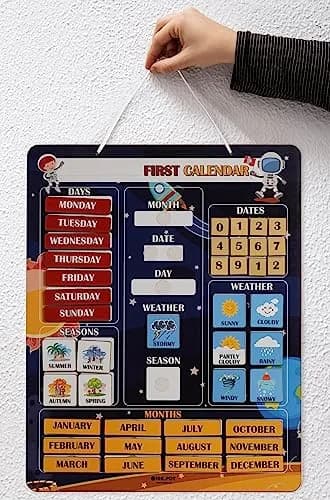 Inkdotpot My First Calendar Board for Kids, Preschool Wall Hanging 36.8cm x 29.2cm (14.5 x 11.5 inches) | Fun Learning Daily Calendar thumbnail 2
