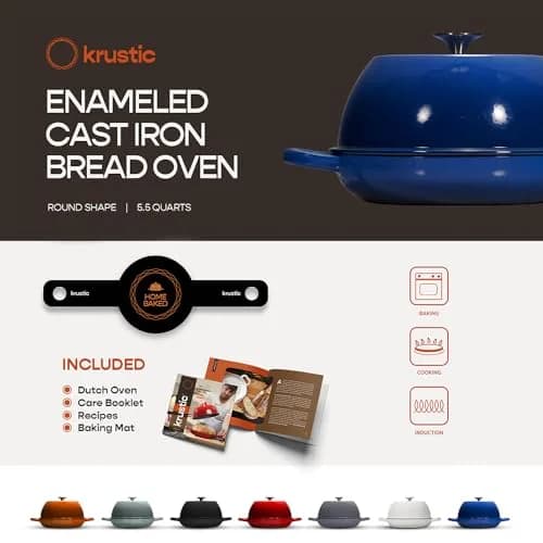 Krustic Enameled Cast Iron Dutch Oven 6 Qt | Perfect for Sourdough & Versatile Cooking thumbnail 4