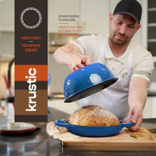 Krustic Enameled Cast Iron Dutch Oven 6 Qt | Perfect for Sourdough & Versatile Cooking thumbnail 3