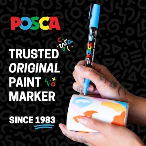 POSCA PC-5M Water-Based Acrylic Paint Markers, Medium Tip, 8 Count Warm Tones | ACMI-Certified, Opaque Paint Pens for Rock, Wood, Glass, Crafts & Art Projects thumbnail 5