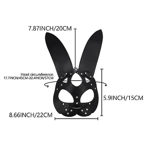 Bmirth Leather Rabbit Mask for Women - Black | Masquerade Cosplay Party Face Mask thumbnail 7