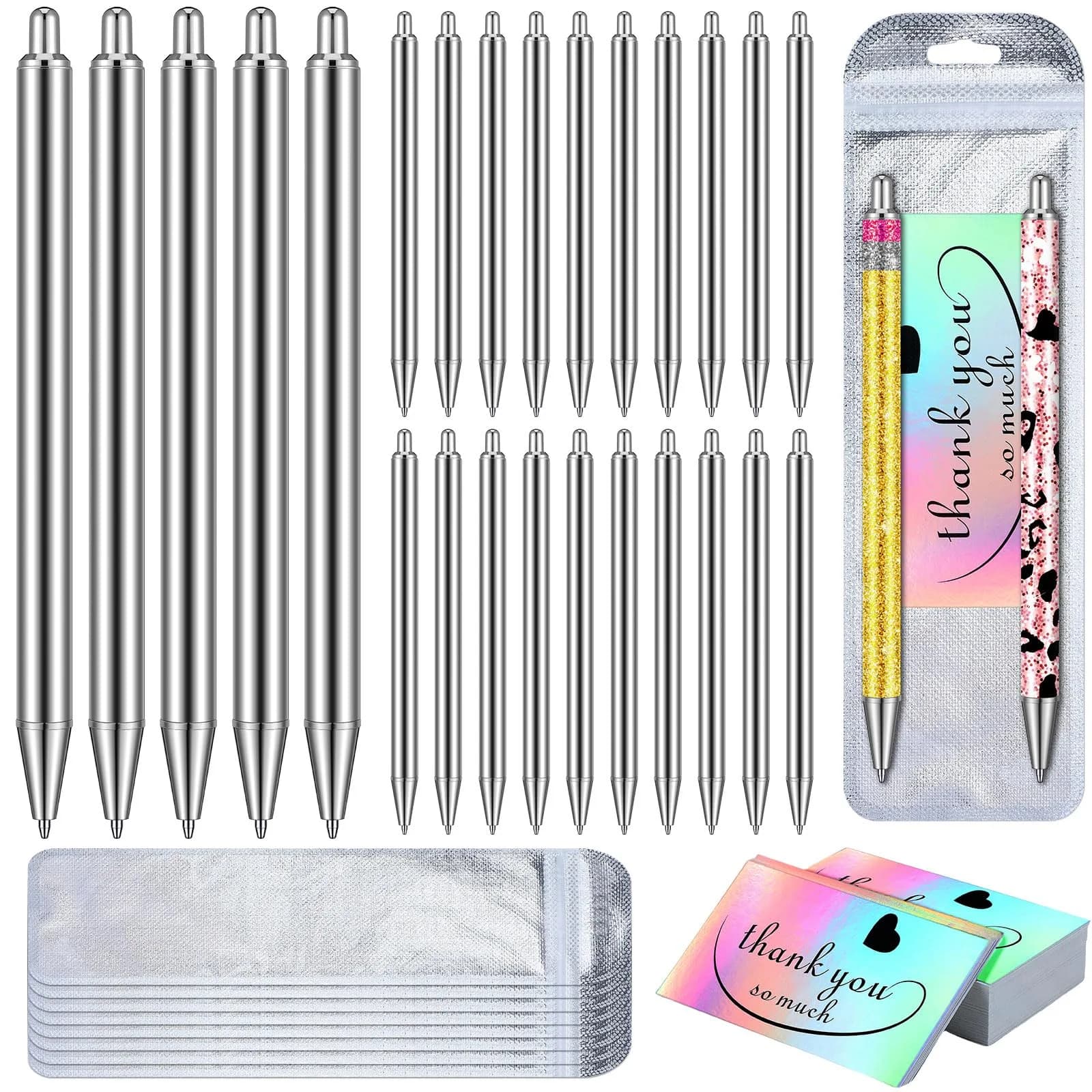 Qilery 15 Set Stainless Steel Resin Blank Epoxy Pens | 0.5mm Line Size — 25 Set