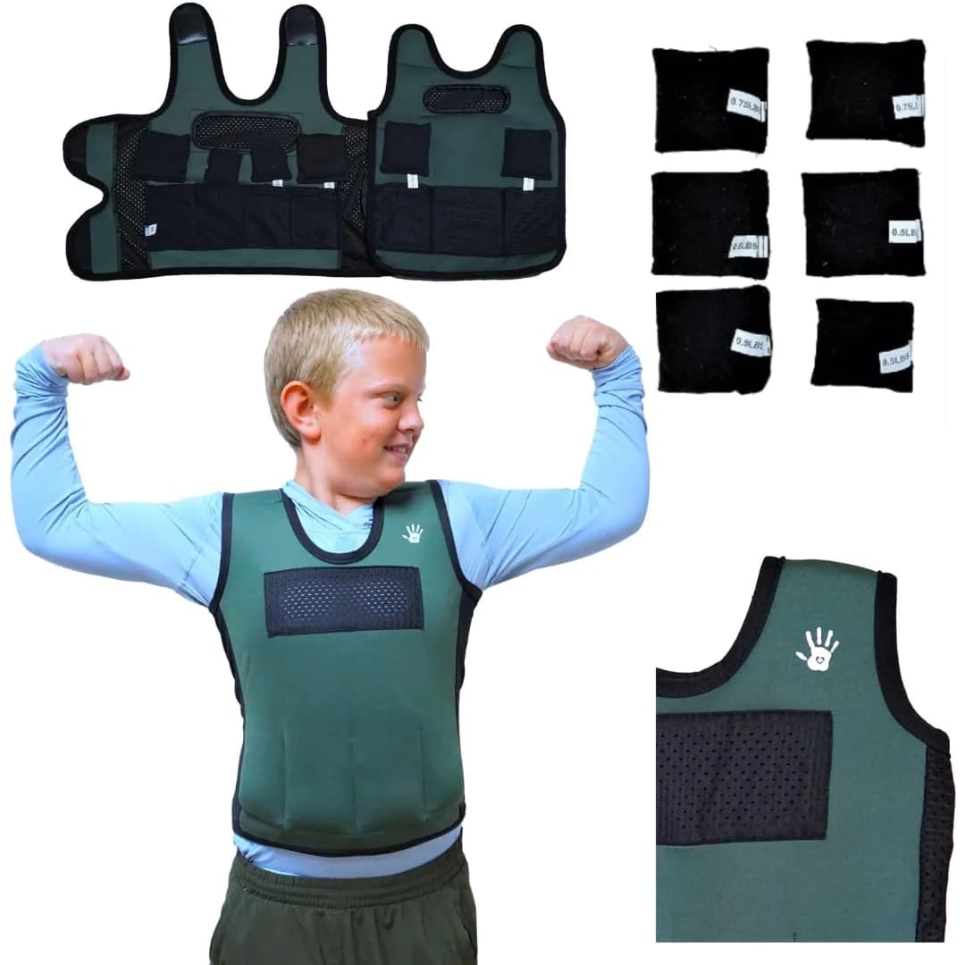 SENSORY4U Weighted Vest for Kids, Small 2 lb (0.91 kg) Compression Vest with 6 Removable Weights | Sensory Support for Ages 2-4 — Large