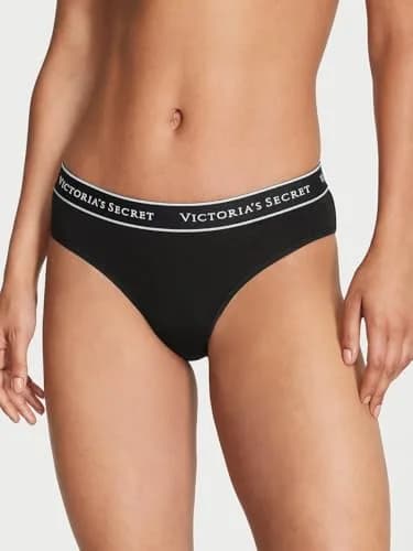 Victoria's Secret Women's Logo Cotton Hiphugger Underwear Pack, 4 Pack, M | Breathable Cotton, Full Coverage Comfort thumbnail 2