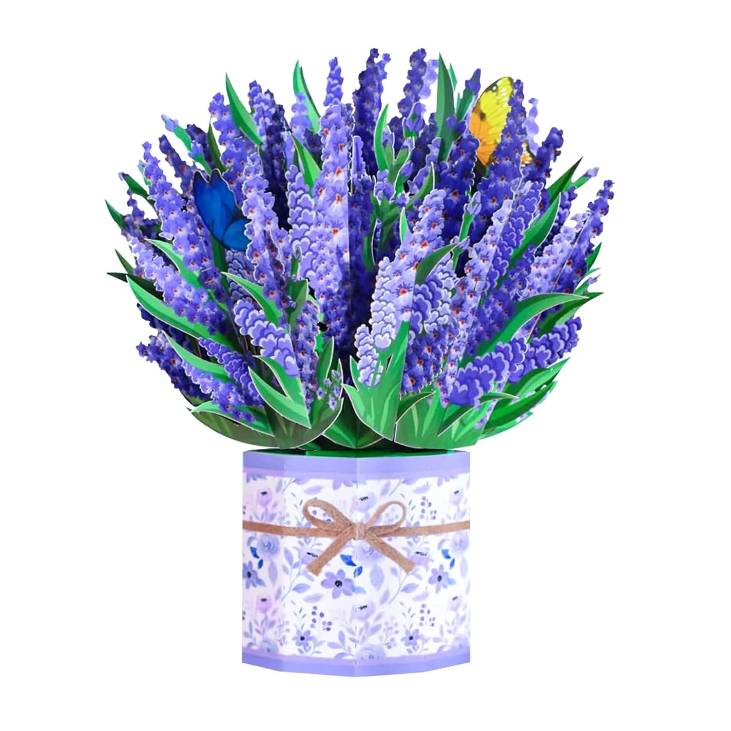 ROBBEAR Lavender Bouquet Pop Up Card, 3D Flower Greeting Card with Envelope 22cm (8.7") x 18cm (7.1") | Handmade Laser-Cut Paper Art