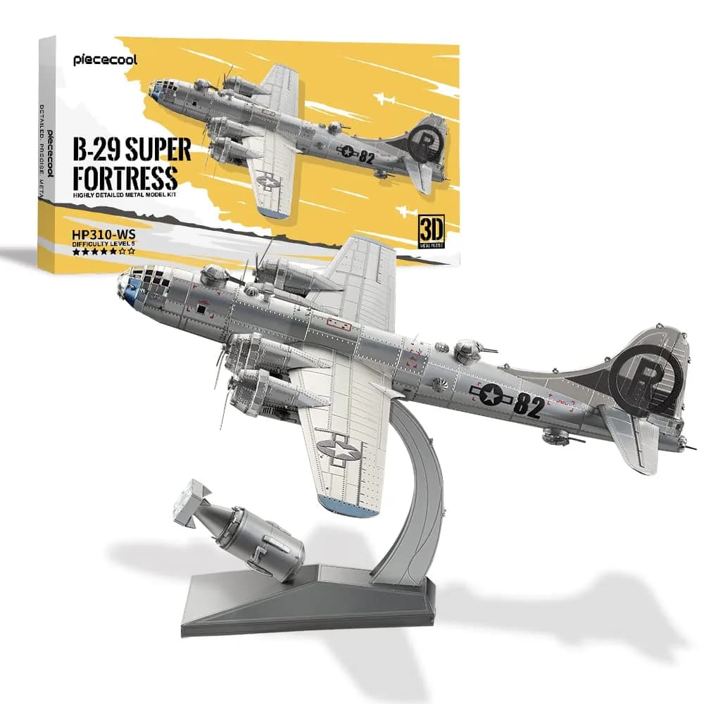 Piececool B-29 Bomber 3D Metal Model Kit 12cm (4.7in) x 22cm (8.7in) x 2cm (0.8in) | Challenging DIY Assembly Brain Teaser Puzzle - main product image