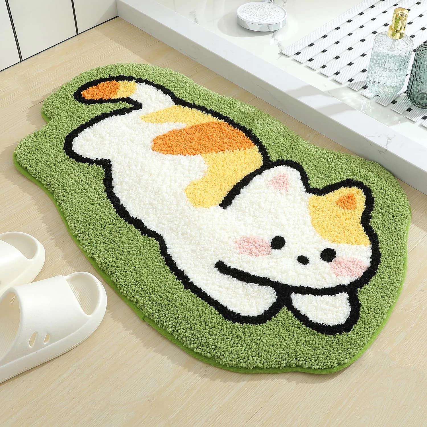 Molesun Cat Bath Mat 19" x 28" | Soft Absorbent Microfiber Rug with Non-Slip TPR Backing — 1.cat