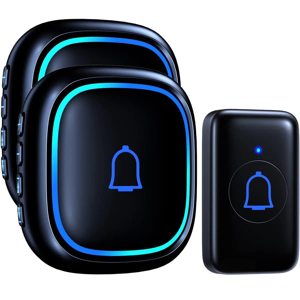 LetsWill Wireless Doorbell Classroom Doorbell IP66 Waterproof Loud 115dB 1000ft Range | Easy Install Plug-in Receiver — Black-2 Receivers & 1 Button