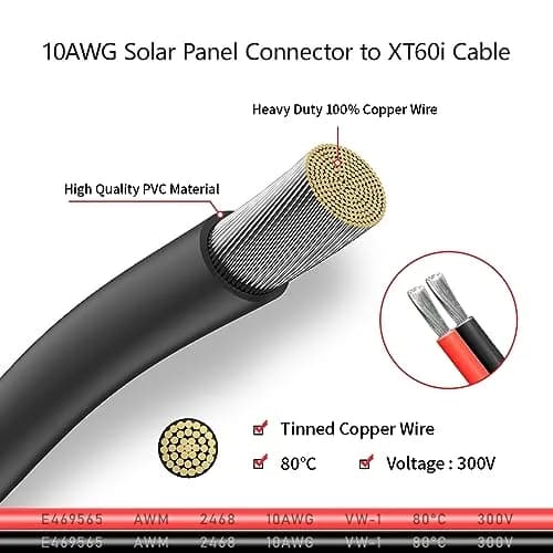 ELFCULB 10AWG 10FT Solar to XT60i Cable for Portable Power Stations | Waterproof, 300V, UL2468 Certified thumbnail 4