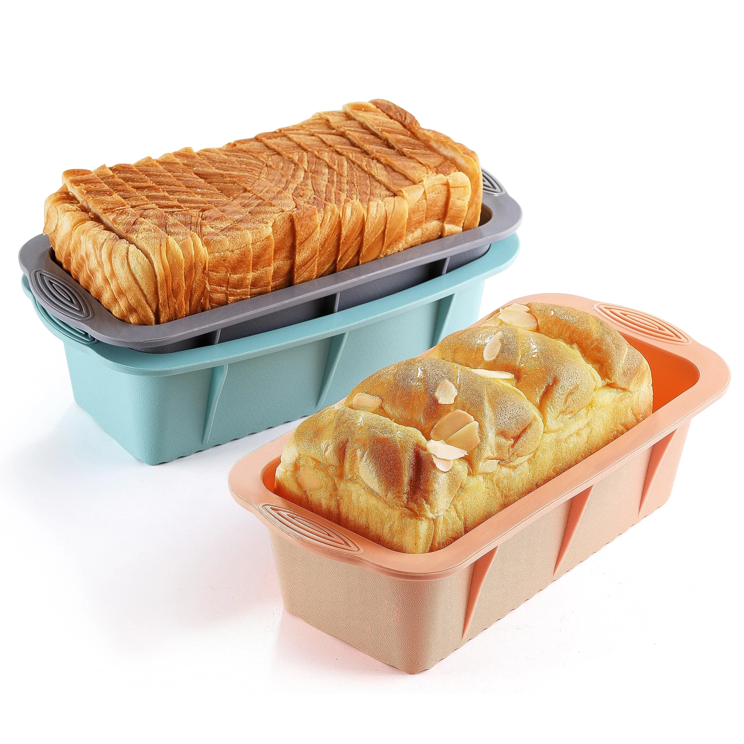 MONGSEW 3-Piece Silicone Bread Loaf Pan Set 2.75 inches (6.98 cm) Deep | Nesting Design for Easy Storage - main product image
