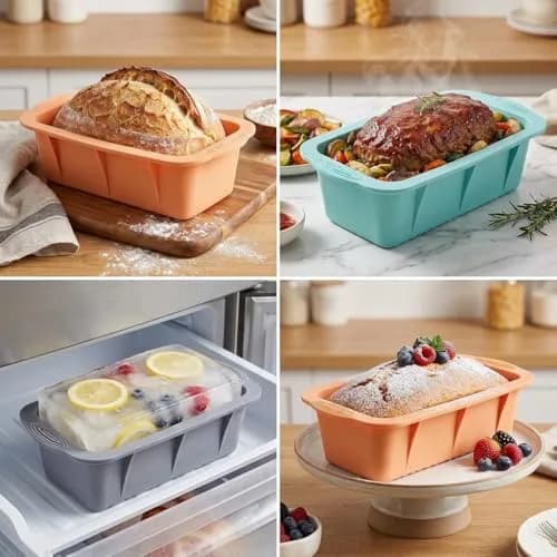 MONGSEW 3-Piece Silicone Bread Loaf Pan Set 2.75 inches (6.98 cm) Deep | Nesting Design for Easy Storage thumbnail 4