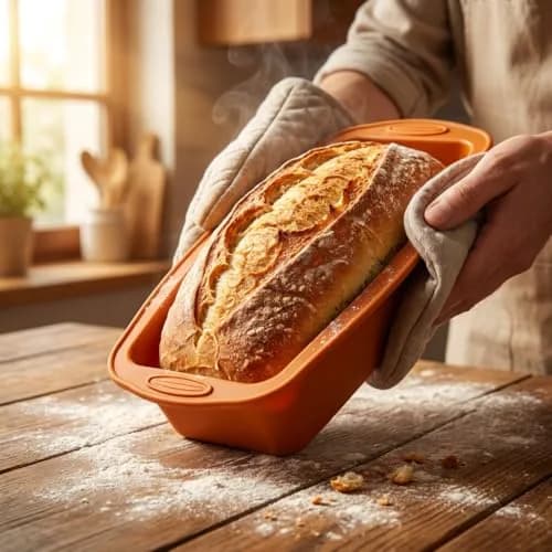 MONGSEW 3-Piece Silicone Bread Loaf Pan Set 2.75 inches (6.98 cm) Deep | Nesting Design for Easy Storage thumbnail 6