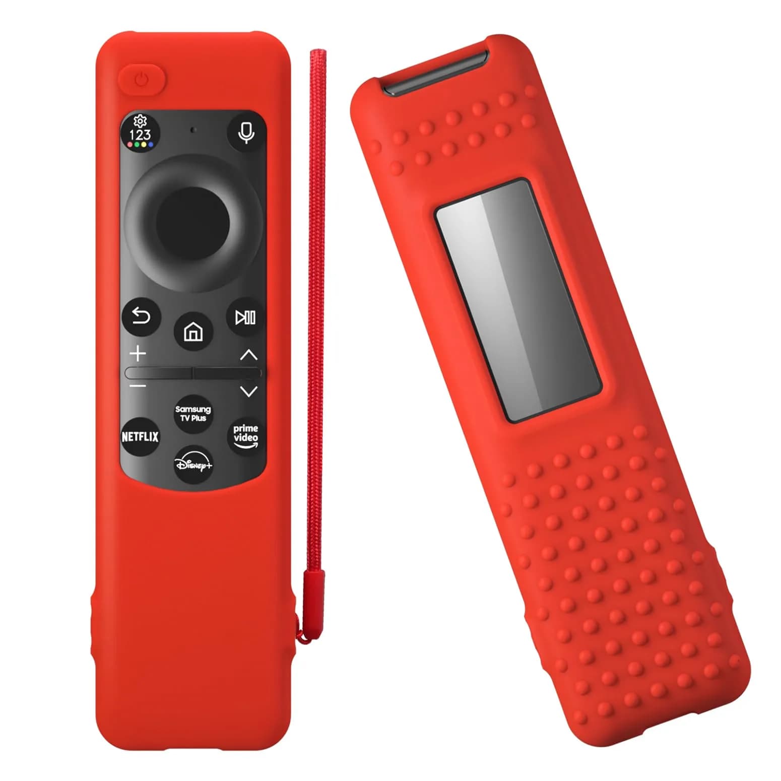 PIUAMUNKJ Red Silicone Protective Cover with Lanyard for Samsung Smart TV Remote BN59-01432 Series | Protects from Scratches & Drops - main product image