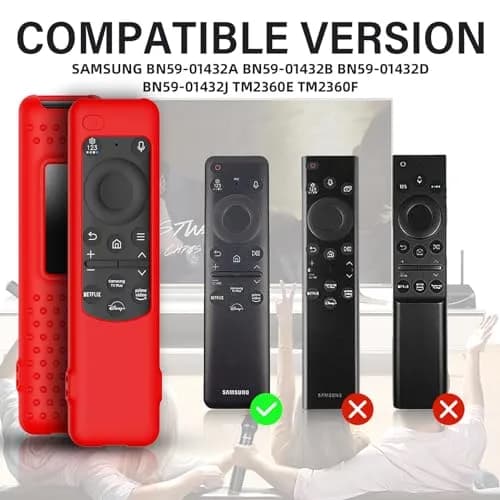 PIUAMUNKJ Red Silicone Protective Cover with Lanyard for Samsung Smart TV Remote BN59-01432 Series | Protects from Scratches & Drops thumbnail 4