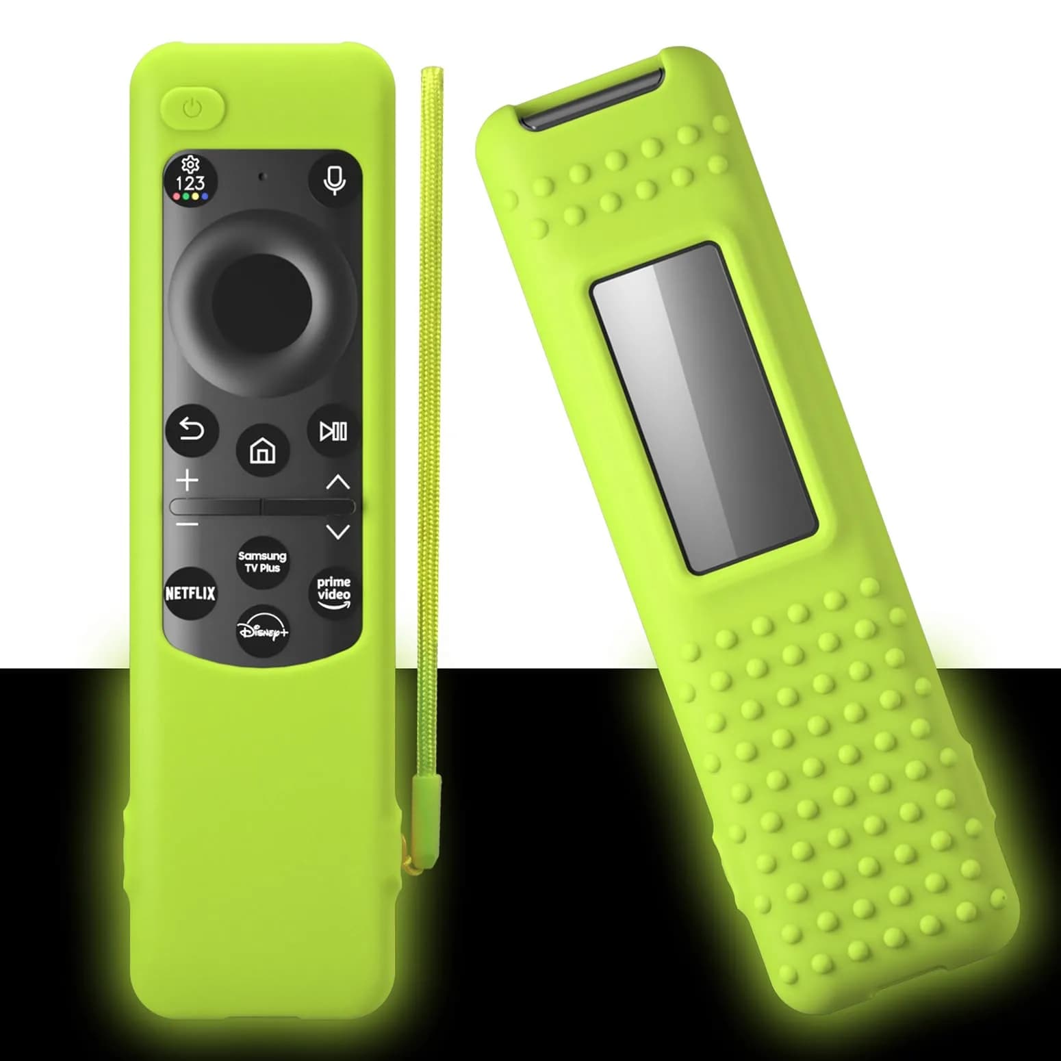 PIUAMUNKJ Red Silicone Protective Cover with Lanyard for Samsung Smart TV Remote BN59-01432 Series | Protects from Scratches & Drops — Luminous Green