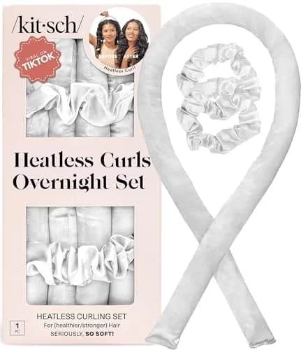 Kitsch Satin Heatless Curls Overnight Set - Ivory | Gentle Frizz-Free Hair Styling thumbnail 1