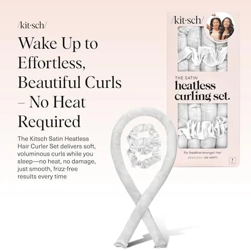 Kitsch Satin Heatless Curls Overnight Set - Ivory | Gentle Frizz-Free Hair Styling thumbnail 2