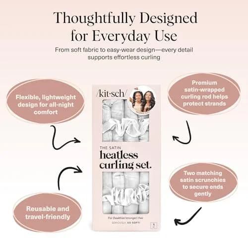 Kitsch Satin Heatless Curls Overnight Set - Ivory | Gentle Frizz-Free Hair Styling thumbnail 4