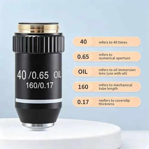 Fafeicy 40X Achromatic Microscope Objective Lens | Brass, 20.2mm RMS Interface, Bright & Sharp Imaging thumbnail 3