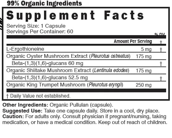 Nature's Fusions Nutri L-Ergothioneine 600mg | Organic Mushroom Complex for Adults thumbnail 8