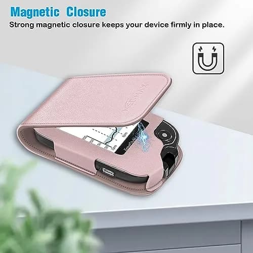 MEDMAX PU Leather Protective Case for Freestyle Libre 3 2 / Reader | Rose Gold, Lightweight Shockproof Diabetic Storage Carrying Case with Carabiner Clip and Handle (1-Pack) thumbnail 4