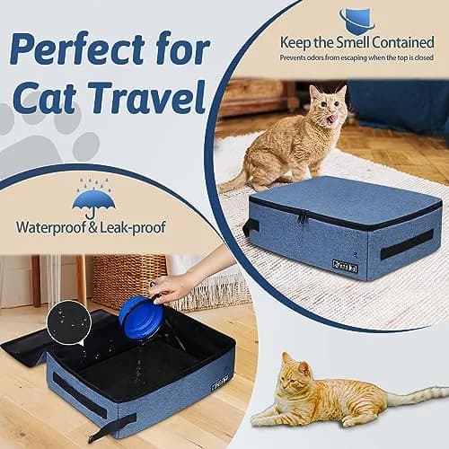 Petskd Portable Cat Travel Litter Box with Lid, Blue 40 cm (15.7 in) | Leakproof & Odor-Preventing for Travel thumbnail 3