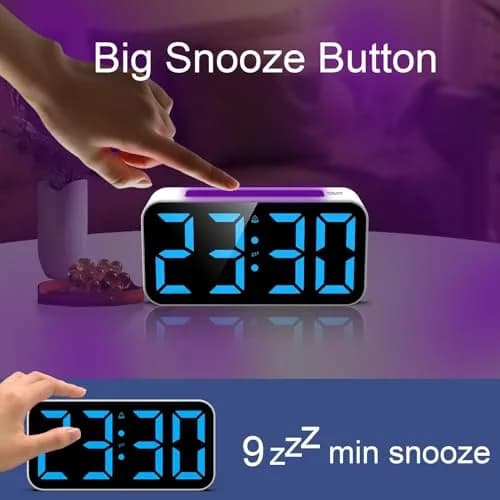 Topski Digital Alarm Clock with Night Light | Large 7-inch Display, Dual Alarm, Snooze, Dimmable Bedside Clock for Kids Teens thumbnail 4