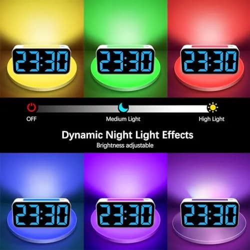 Topski Digital Alarm Clock with Night Light | Large 7-inch Display, Dual Alarm, Snooze, Dimmable Bedside Clock for Kids Teens thumbnail 2