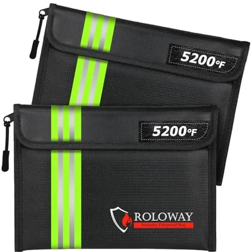 ROLOWAY Fireproof Bag (9.6 x 6.6 inches) 5200°F Heat Insulated with Reflective Strip for Cash & Documents thumbnail 1