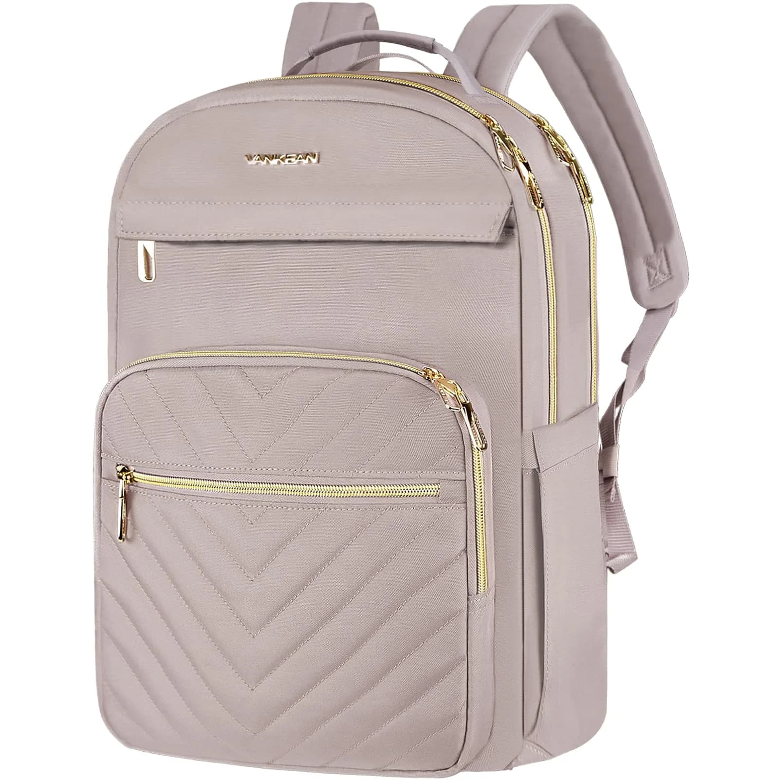 VANKEAN 17.3-inch Laptop Backpack for Women Large Capacity | Quilted Light Dusty Pink/Grey Purple - main product image