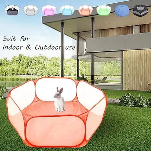 Sheldamy Small Animals Playpen 47'' x 24'' x 15'' | Portable Pop-up Pet Tent for Rabbits & Guinea Pigs thumbnail 6
