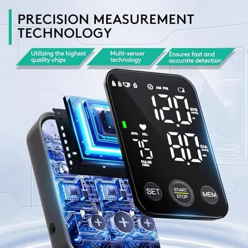Oklar FDA Cleared Automatic Arm Blood Pressure Monitor | 22-40 cm Cuff, 2x120 Readings, Type-C & Battery Powered thumbnail 2