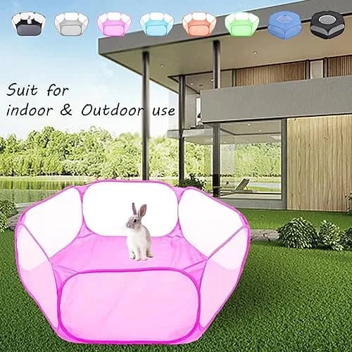 Sheldamy Small Animals Playpen 47'' x 24'' x 15'' | Portable Pop-up Pet Tent for Rabbits & Guinea Pigs thumbnail 6