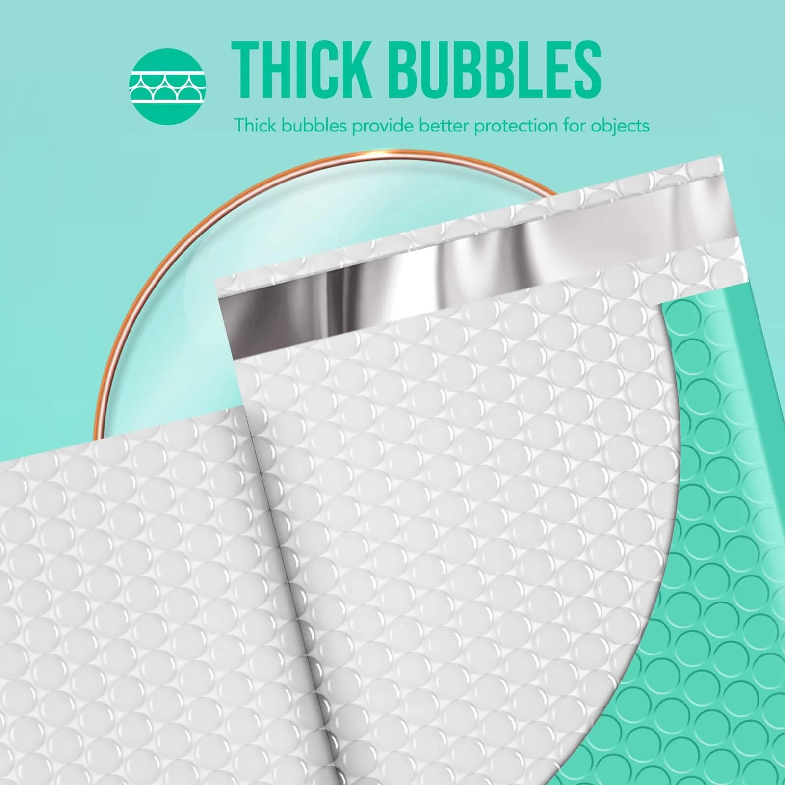 Fuxury Teal Bubble Mailers 8.5x12 Inch (40 Pack) | USA Import for Small Business Packaging thumbnail 3