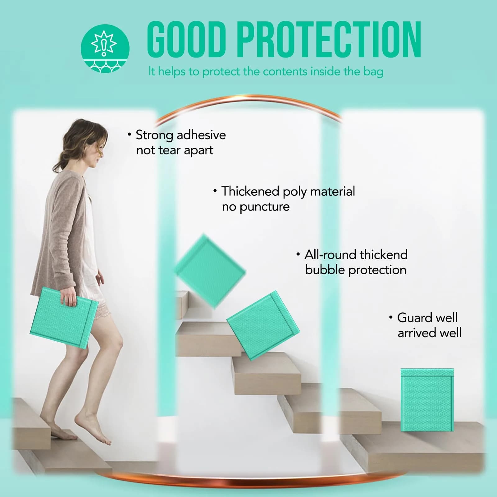 Fuxury Teal Bubble Mailers 8.5x12 Inch (40 Pack) | USA Import for Small Business Packaging thumbnail 6