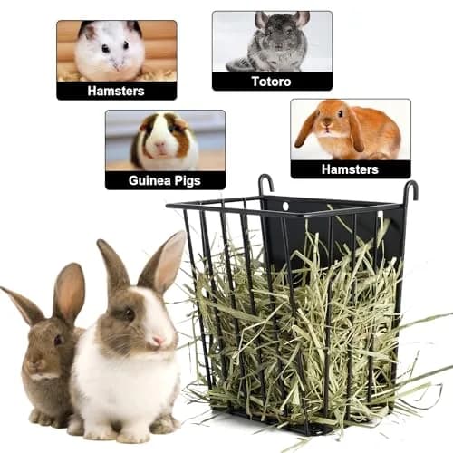 LUAVIARU Metal Hay Feeder Rack for Rabbits & Guinea Pigs, 2-Pack Black | Less Wasted Hay & Easy Clean thumbnail 5