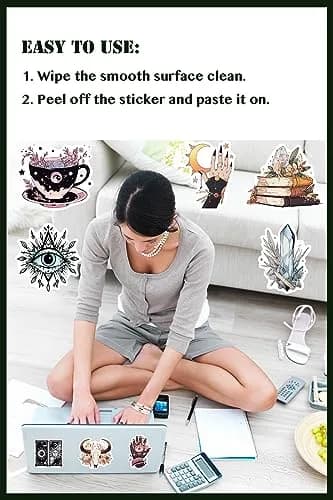 H&G MASTER Witchy Stickers for Kindles & Water Bottles 100PCS Waterproof Vinyl | Spooky Cute Celestial Decor thumbnail 6