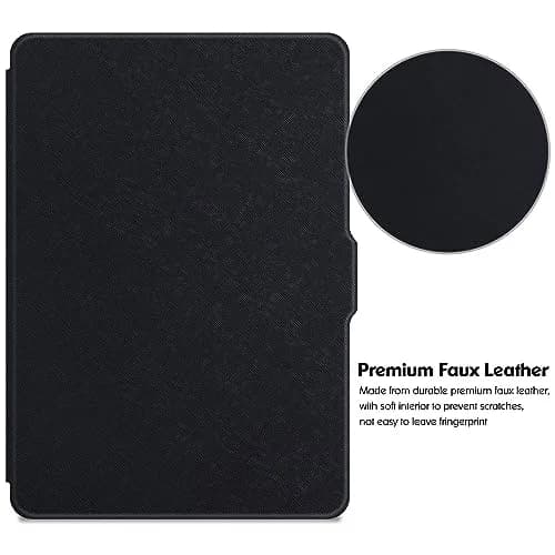 LaoShuSheng Slim Case for Kindle Paperwhite 5th/6th/7th Gen | Auto Sleep/Wake, Lightweight PU Leather, Classic Black thumbnail 7