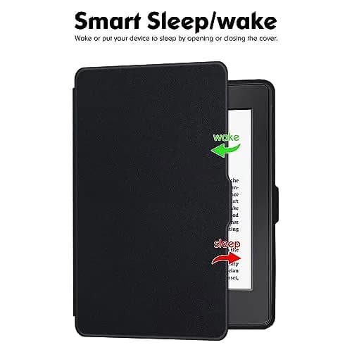 LaoShuSheng Slim Case for Kindle Paperwhite 5th/6th/7th Gen | Auto Sleep/Wake, Lightweight PU Leather, Classic Black thumbnail 3
