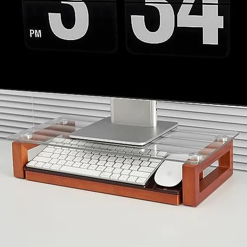 YEOUX Desktop Black Glass Dry Erase Board with Wood Organizers 14"W x 2.4"H | Elegant Office Whiteboard thumbnail 6