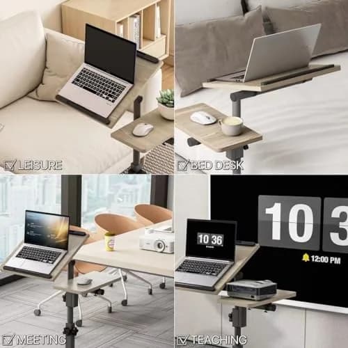 Furist Adjustable Laptop Desk with Mouse Pad on Wheels, 23.75"-35.4" Height Range | Modern Graphite Grey thumbnail 5