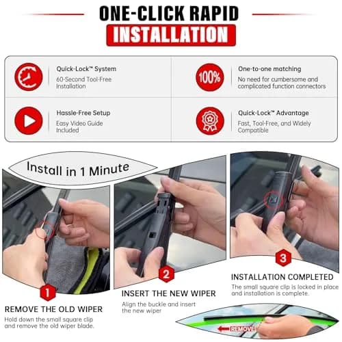 Raintok Windshield Wiper Blades Replacement for Audi Q3 2015-2024 & Q5 SQ5 2009-2024 | 24"+20" | Long-lasting, Precise Fit thumbnail 3